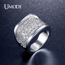 UMODE 2016 Latest Design Paved Luxury Zircon Rings For Women Fashion Jewelry Rhodium plated Cocktail Finger Ring Lady AUR0324