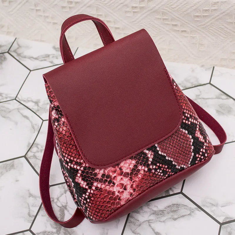 

Fashion Serpentine Backpack Women Youth PU Leather Backpacks For Teenage Girls Female New Design School Shoulder Bag Hot Online