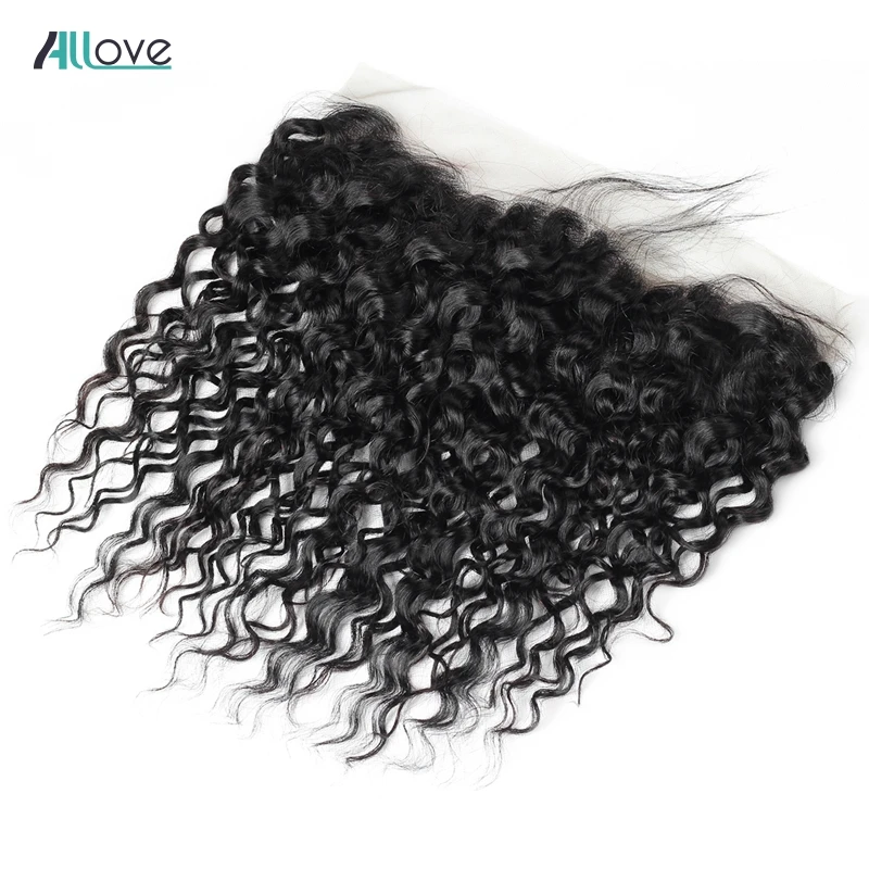  Allove Water Wave Frontal Closure 8-20inch Peruvian Hair Closure Swiss Lace 13x4 Ear To Ear Frontal