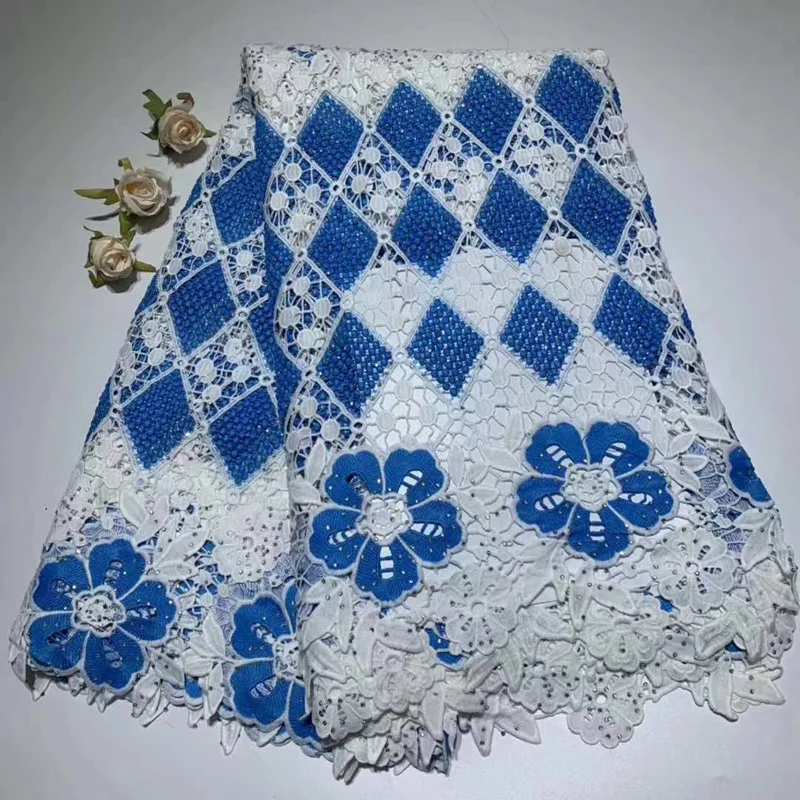 

( 5yards/pc) high quality African guipure lace fabric with very beautiful embroidery and stones for attractive party dress WLA05