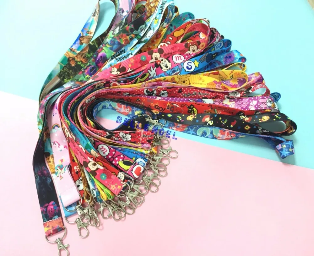 

20 Pcs Moana princess stitch Mickey Minnie mix popular Anime Cartoon Neck Straps Lanyards key ID Card L631
