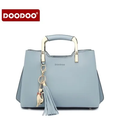 

DOODOO 2019 New women's handbag fashion cat ornament messenger handbag luxury tassel handbag women's one shoulder leather bag