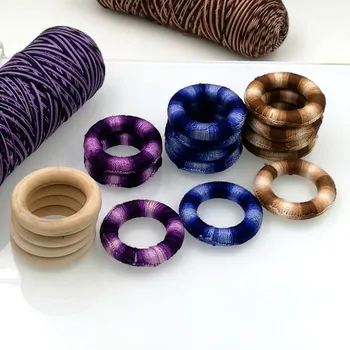

12PCS 3 colors to choose 100% cotton cord Crochet Ring bead accessory - Wooden Ring WC007