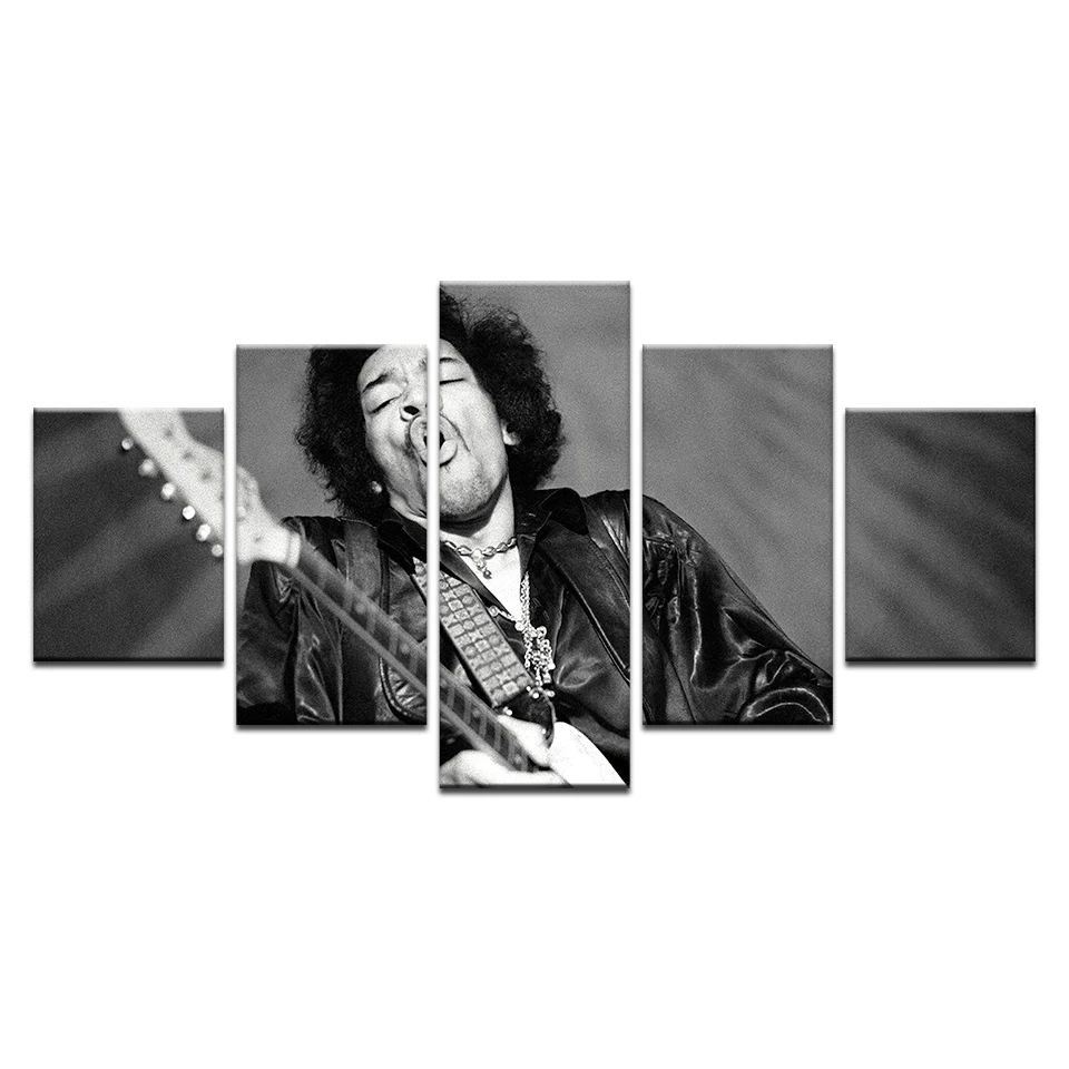 

Vintage Black White Poster For "Jimi" Hendrix Canvas Painting For Room Home Decoration Wall Art 5 Pcs Singer Picture Framed