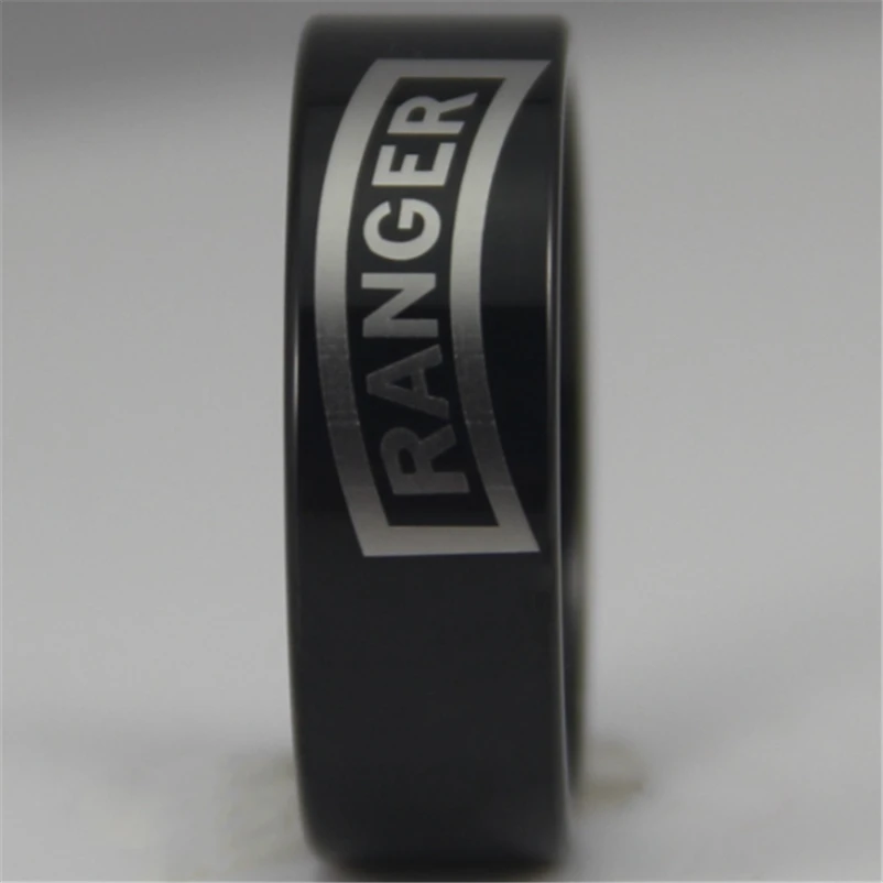 YGK YGK JEWELRY 8MM Black Pipe Army Ranger Design New Men's Tungsten Comfort Fit Ring
