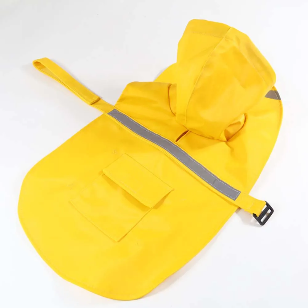 Yellow Летняя уличная непромокаемая куртка для щенков, XS-XXL с капюшоном, водонепроницаемый дождевик для больших собак для маленьких и больших собак, одежда для кошек - Цвет: Yellow