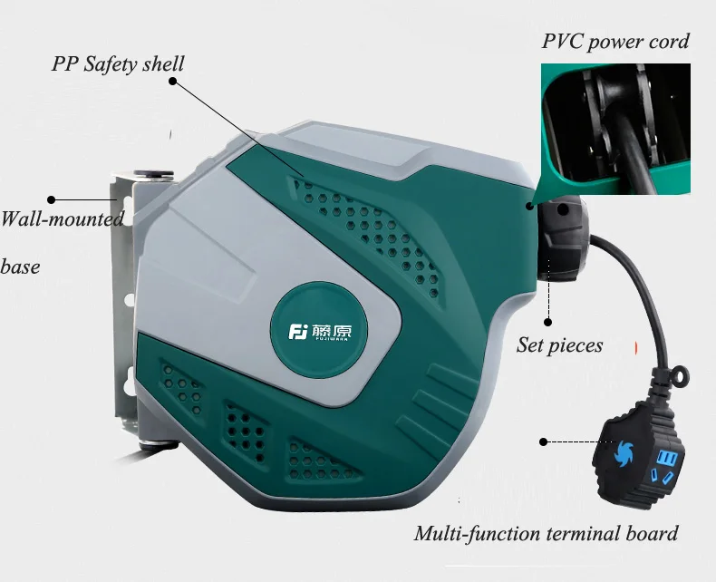 220v Automatic Telescopic Electric Drum Plug Wire Reel Cable Retractor Air Drum Winder FUJE03-215