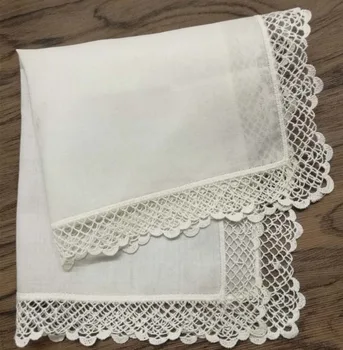 

Set of 12 Fashion Women;s Handkerchiefs 12x12"Cotton Ladies wedding Handkerchief Embroidered Lace Edging Hankies Hanky for Bride