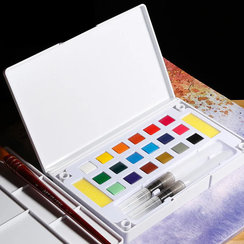36 цветов, художественный твердый пигмент, профессиональная коробка с кистью для рисования, портативный набор, портативные цветные карандаши для рисования, краски, Водные Цвета