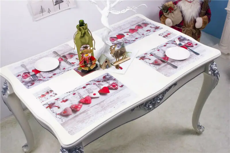 Рождественская скатерть, 6 шт., коврик для столовых приборов, ужин, отель, Рождество, праздник, вечеринка, домашний декор