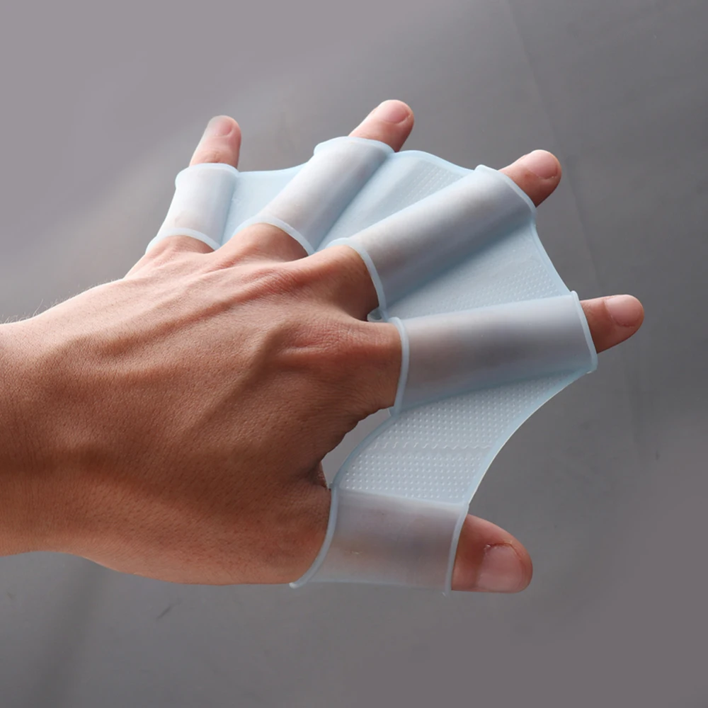 

1 Pair Imitation Frog Silicone Swim Gear Fins Hand Web Flippers Training Diving Gloves Webbed Gloves Swimming Tool