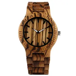 Творческий деревянные часы Мода Роман мужской Повседневное подарок ручной работы мужские в полоску Bamboo аналоговый раза застежка Reloj