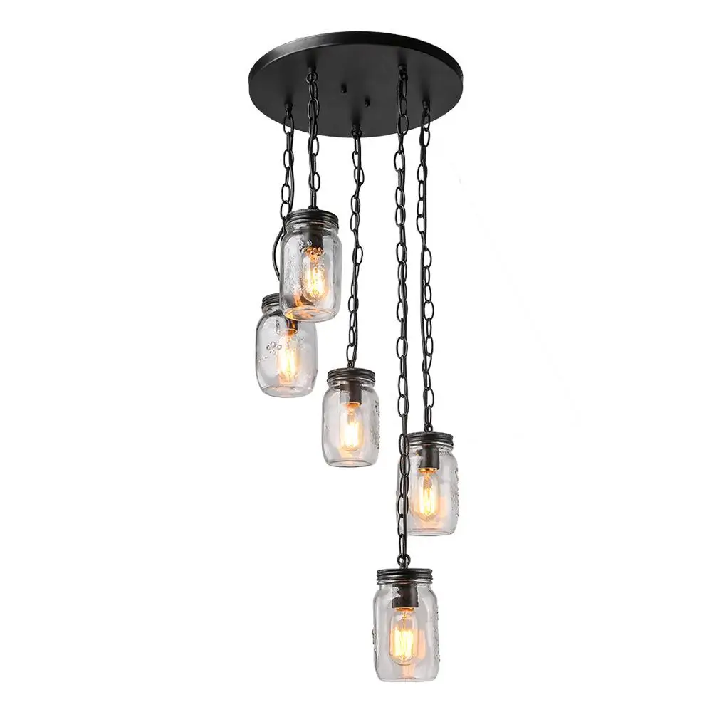 HAIXIANG LED 5 Light s темно бронзовый светильник ing Mason прозрачный стеклянный баночный