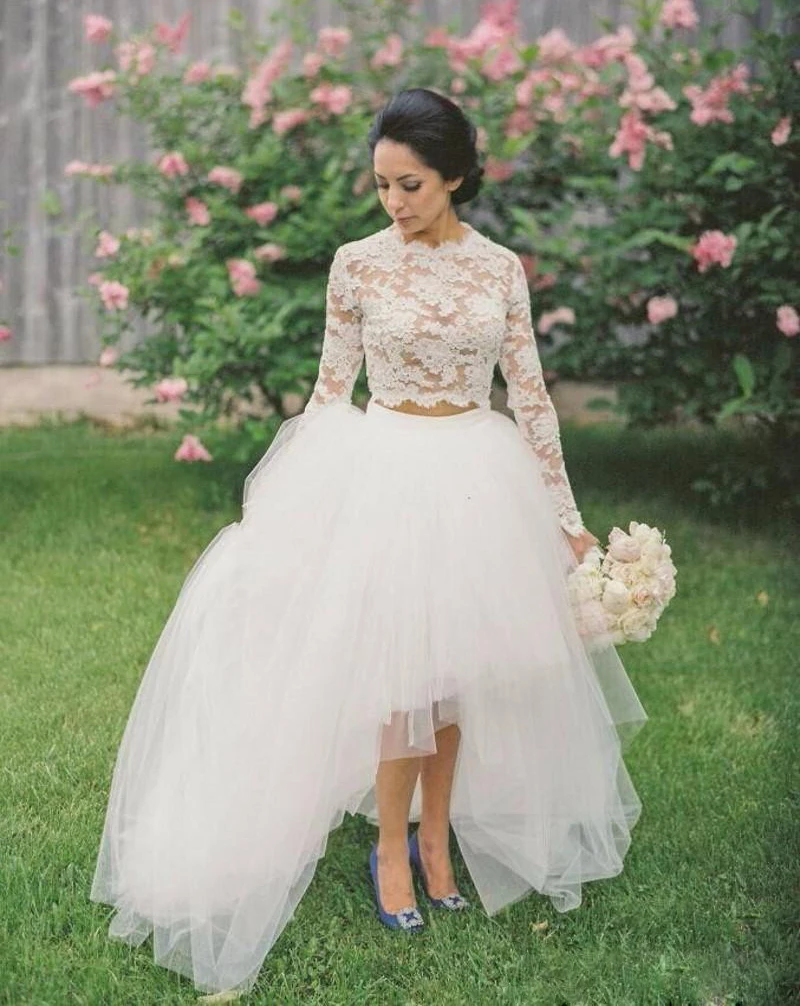 Long Sleeve Lace Crop Top Wedding Dress Pemerintah Kota Ambon