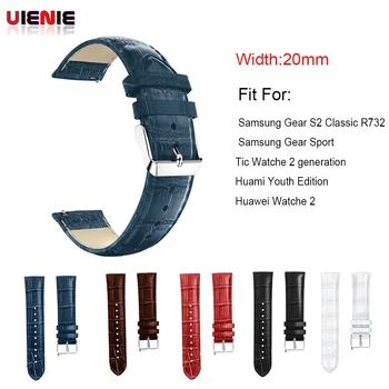 

20mm men girl Crocodile Leather Watch Wrist Strap For Samsung Gear S2 Classic R732/Gear Sport Watch Band for Huami Youth Edition