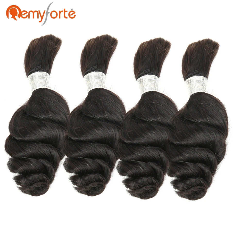 Remy Forte, 4 пряди, вязанные крючком, косички, человеческие волосы,, не уток, бразильские Свободные волны, большой объем натуральных волос для плетения