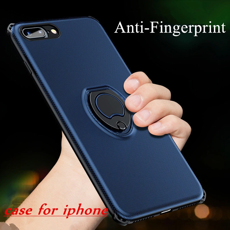 Fashion iPhone Case with Finger Ring and Kickstand Support Car Holder Anti Fingerpoint for 6 6s plus 7 8 X |