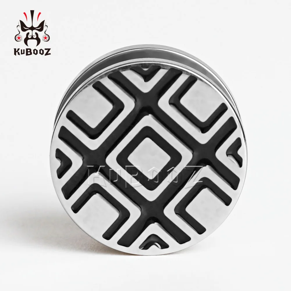 KUBOOZ однотонные вечерние ушные пробки из нержавеющей стали в полоску ювелирные