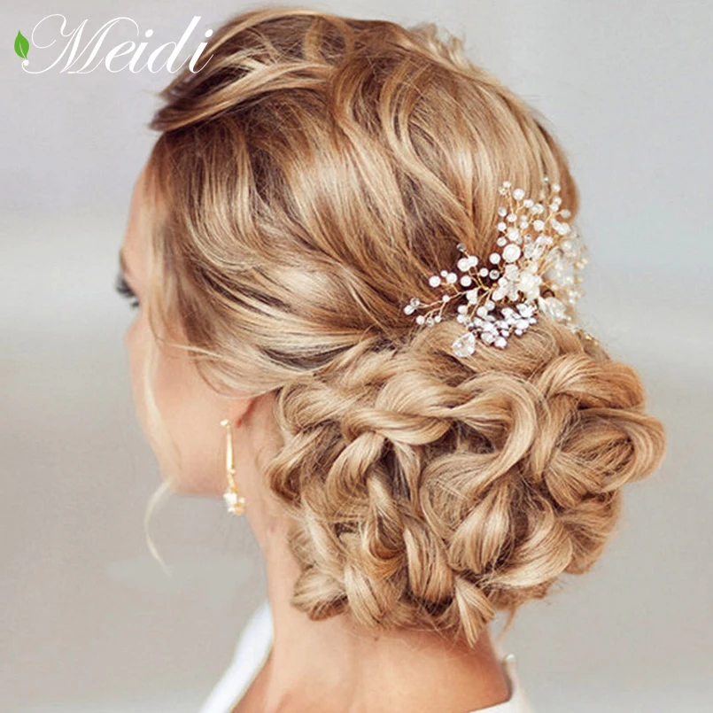Hot Meidi Pearl Hair Combs Wedding Accessories Pin Meidi Pearl Hair Combs Wedding Accessories Pin Rhinestone Tiara Bridal Clips Crystal Crown Bride Jewelry Sp0136