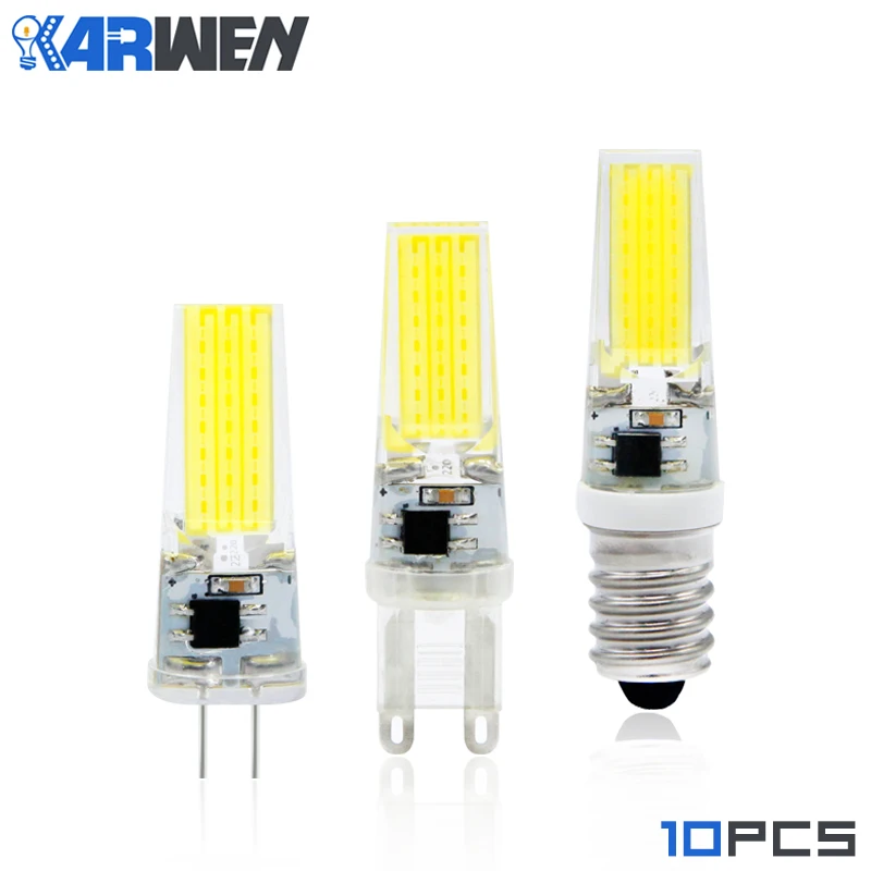 KARWEN 10 шт. светодиодный светильник G4 G9 E14 220V 6 Вт Bombillas G4 G9 светодиодный Bulb12V COB лампада светильник заменить галогенные лампы люстры светильник