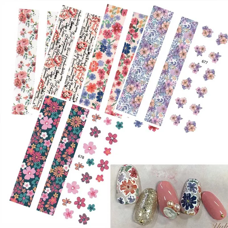 

FLOWER BUD nail sticker Small floral Blooming colorful Geometry Slider Manicure Nail Art Decoration Stamping For Nails Art Stamp