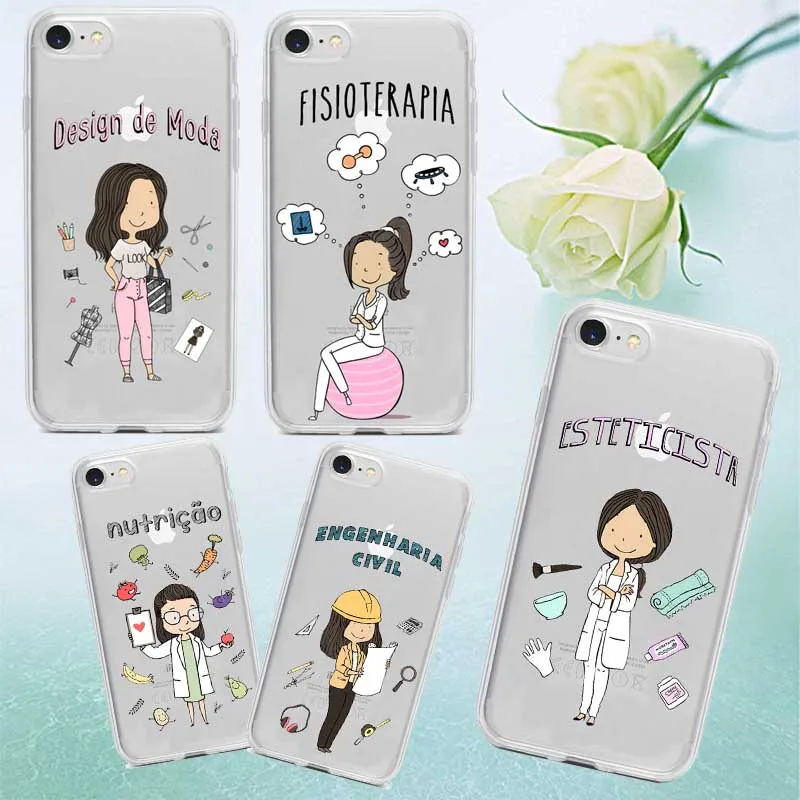 

Social services psychology Doctors Nurse Teacher engineering civil Soft TPU phone Case For iPhone 6S 7Plus 5S 7 8 SE XR XS MAX