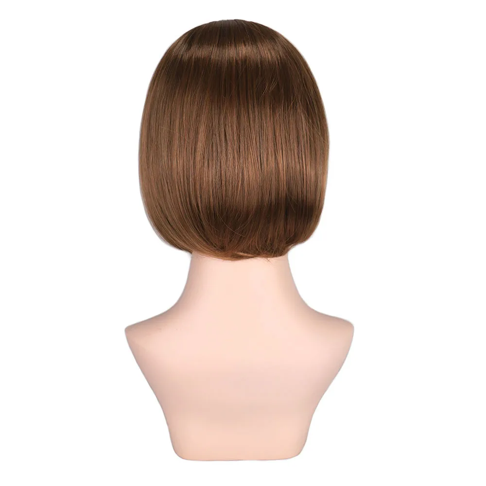 Qqxcaiw короткий парик из синтетических волос для женщин средняя часть черный коричневый красный блонд 12 дюймов парики