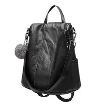 Brand Top High Quality PU Leather School bag with soft Puffer Ball for Teenager Girls Laptop Bag Daily woman shoulder bags