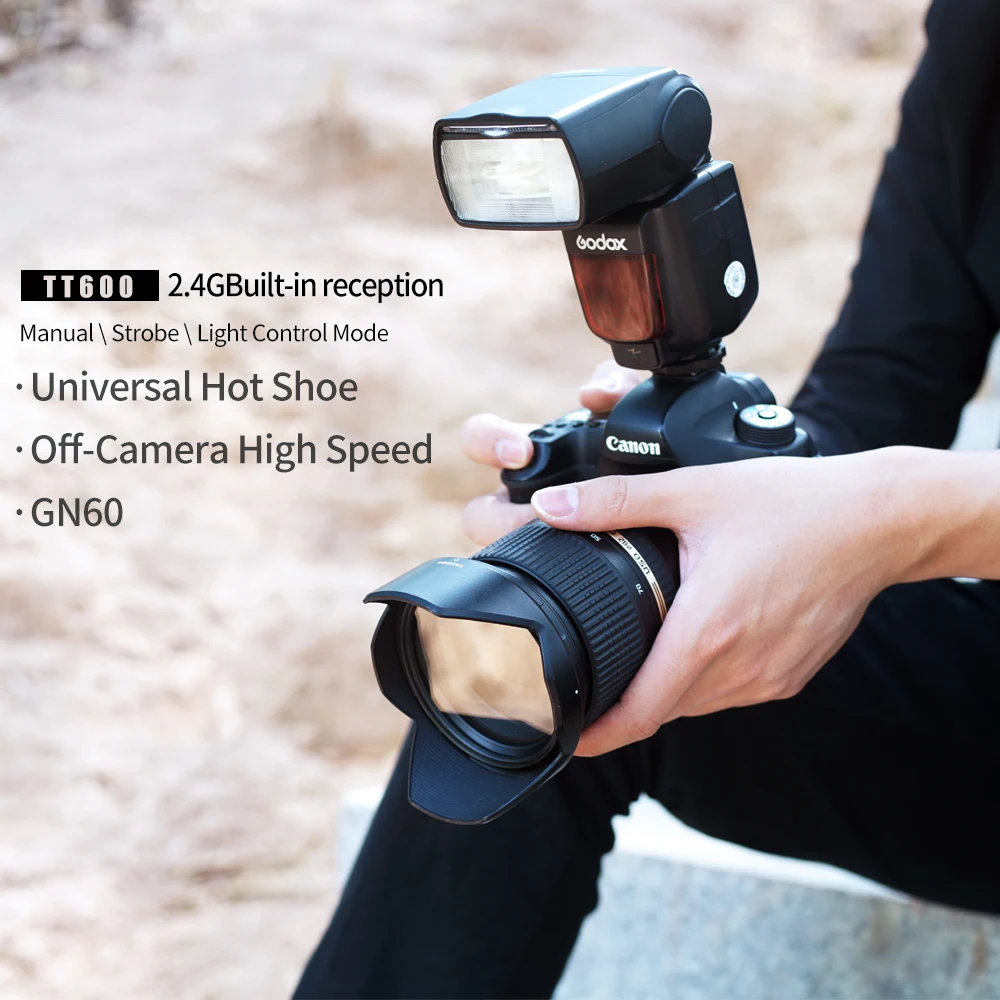 Godox TT600 TT600-S 2.4G Wireless GN60 Master/Slave Camera Flash Speedlite For Canon Nikon Sony Pentax Olympus Fuji Lumix