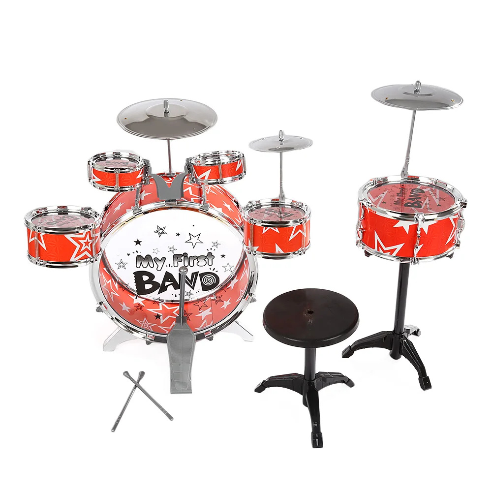 Children Kids Drum Set Musical Instrument Toy 6 Drums with Small Cymbal Stool Drum Chair Christmas Gift for Boys Girls Children Kids Drum Set Musical Instrument Toy 6 Drums with Small Cymbal Stool Drum Chair Christmas Gift for Boys Girls