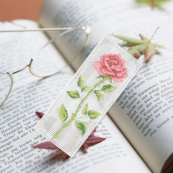 

DIY Craft Stich Cross Stitch Bookmark Flower Plastic Fabric Needlework Embroidery Crafts Counted Cross-Stitching Kit