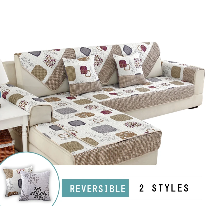 

Reversible Sofa Cover Deep Color Slipcover For Chair Loveseat Sofa Slip Resistant Dustproof 1pc