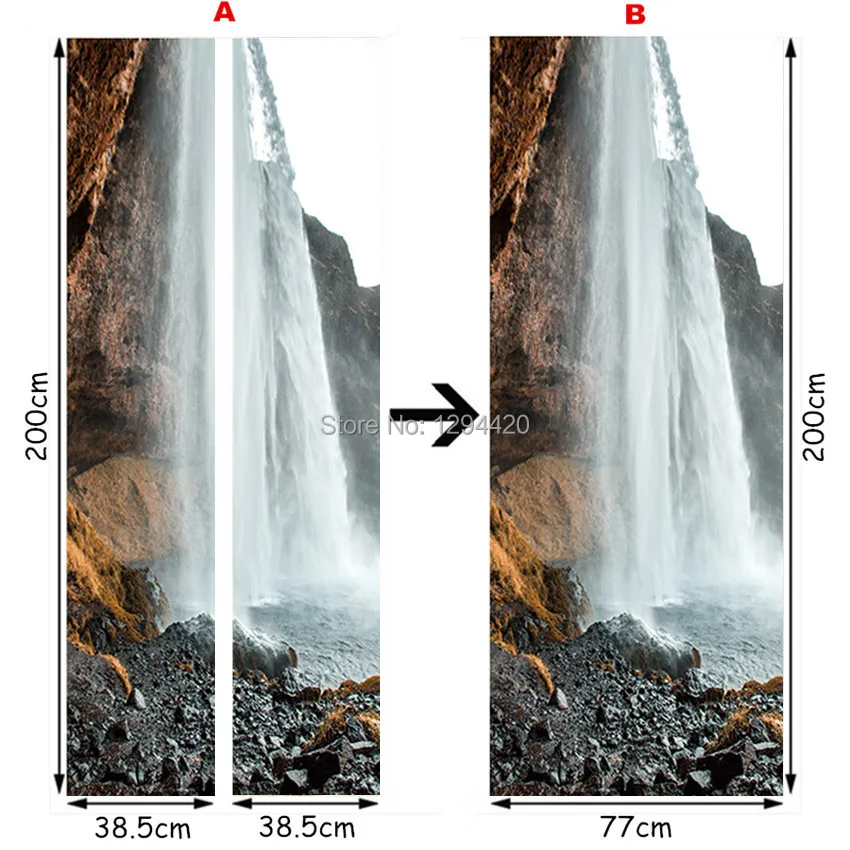 77*200 см Ожесточенные Тигр водопад пейзаж 3d двери росписи стены винила искусства наклейки, украшения домашнего офиса пейзаж плакат на стену