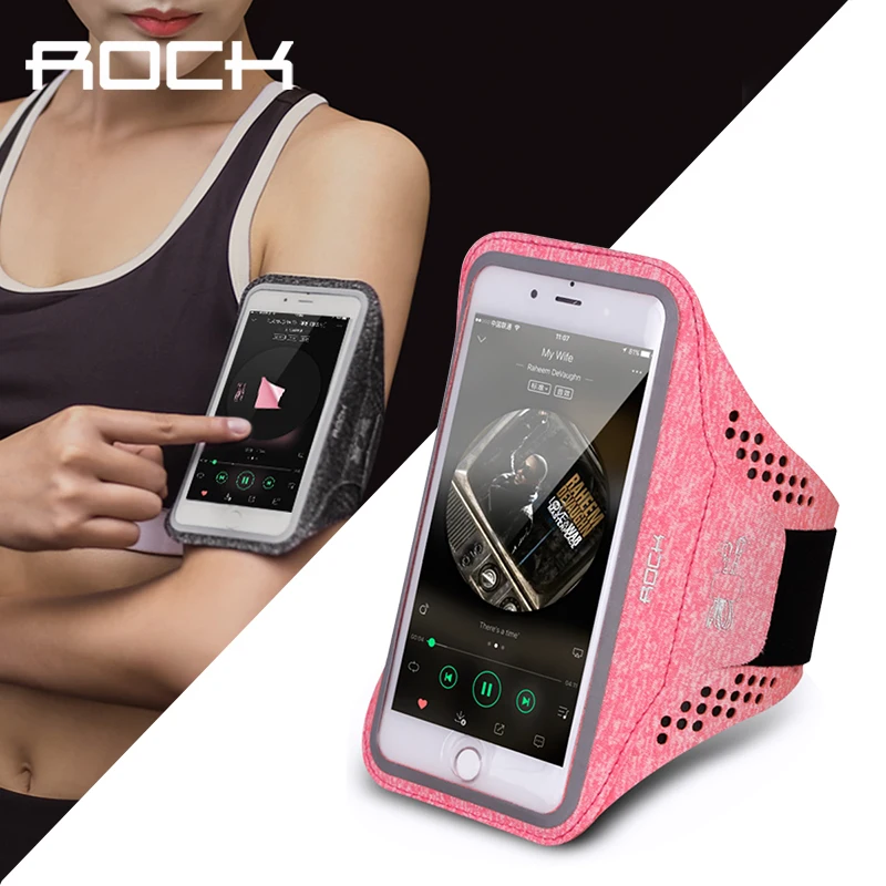 الأصلي rock الرياضة شارة الذراع لمس الشاشة مع عاكس قطاع المولود الفرقة لتشغيل للآيفون 6 7 زائد لسامسونج s8 s7