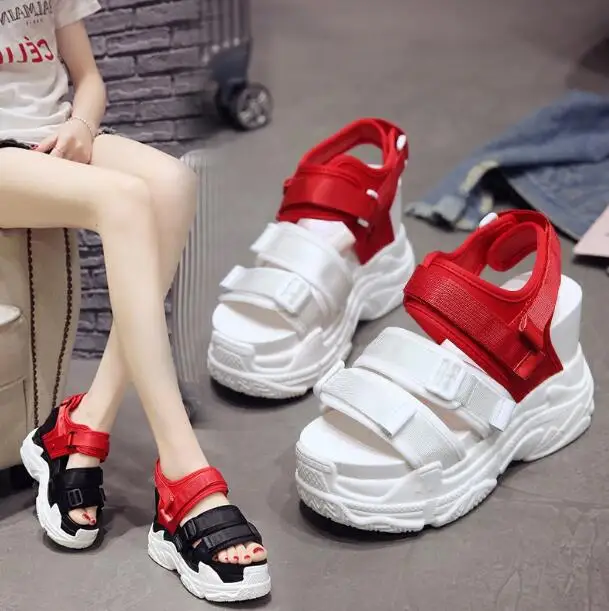 

Shoes Women Sandals Platform 2019 Female White Shoes Casual Summer Sandals Wedge Chunky High Heel Sandal Rome Ankle Belt