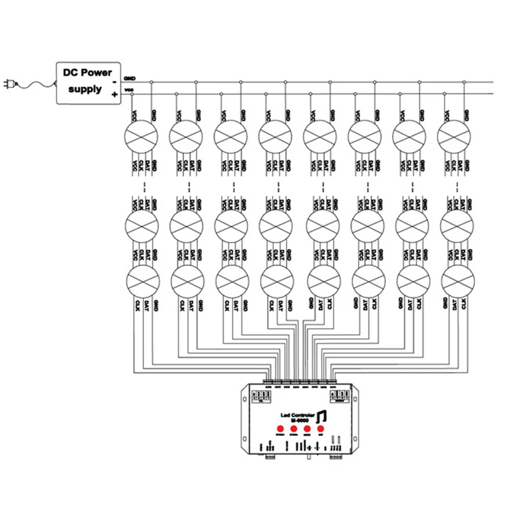 M-8000 программируемый 8096Piexl светодиодный музыкальный контроллер для WS2812B WS2812 SK6812 светодиодный светильник ленты DC5V вход