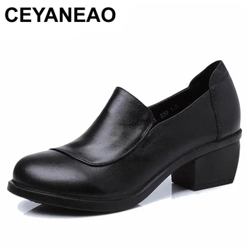 

CEYANEAONew spring genuine leather pumps heel women single shoes women's casual shoes femalepumps leisure shoes soft mother shoe