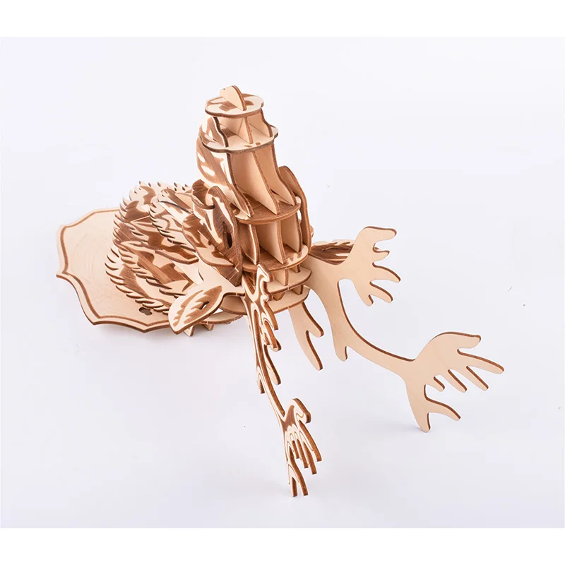 Лазерная резка 3D деревянные DIY головоломки животных голова оленя художественная модель домашний офис Настенный декор подарок ремесло Домашний декор