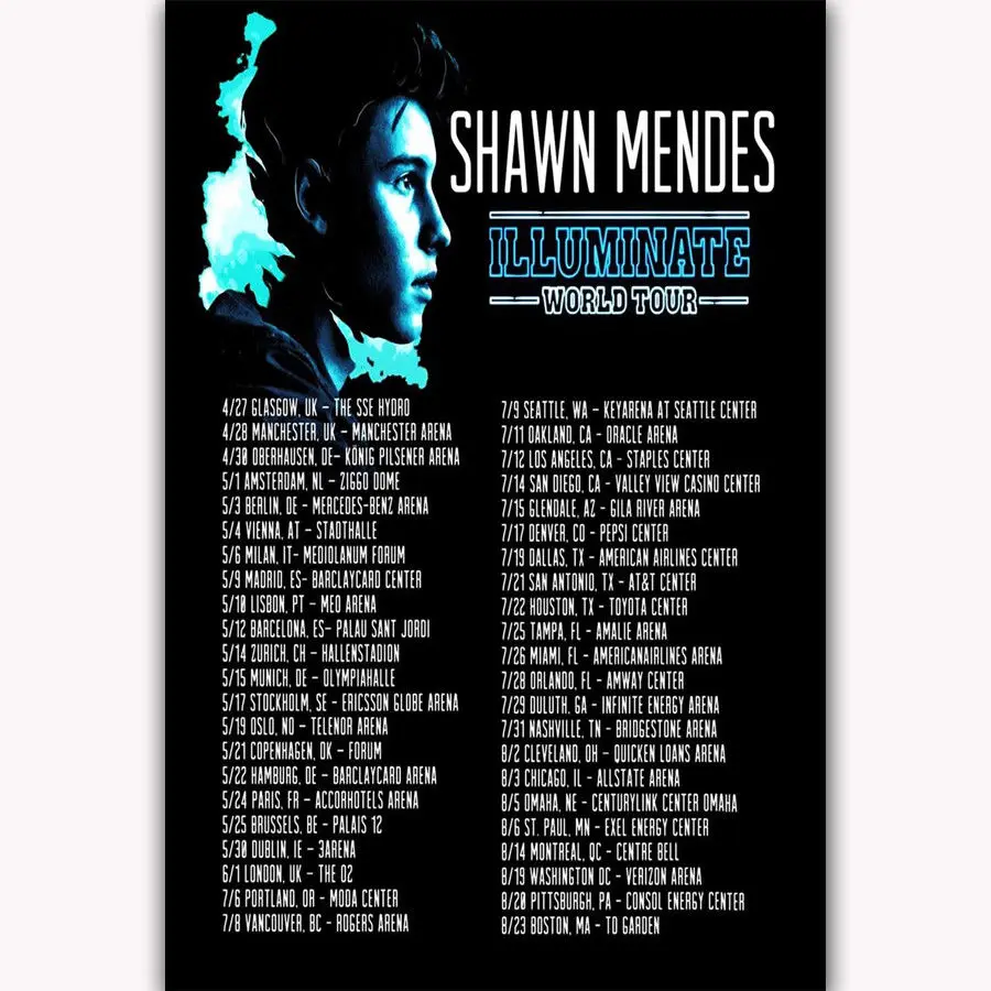 20A24 New Shawn Mendes Custom Rock Hip Pop Music Art Poster Silk Deco 