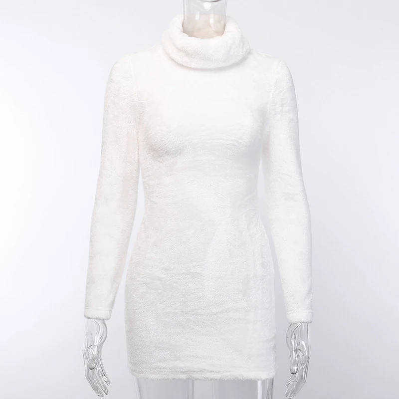 fuzzy white sweater dress