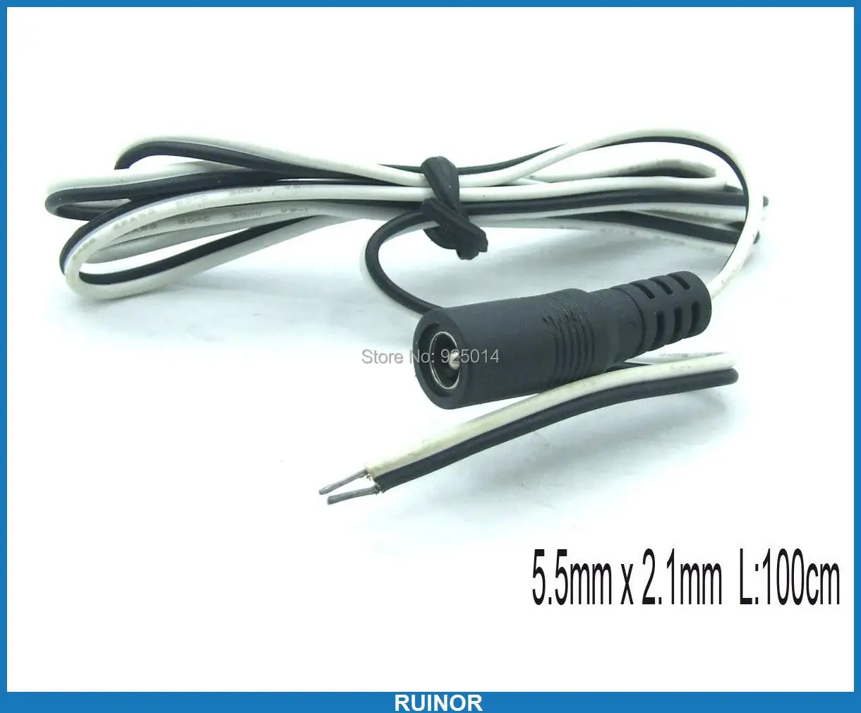

5 PCS 5.5mm X 2.1mm DC Female plug White Black Cables 100cm for DC Power Charger