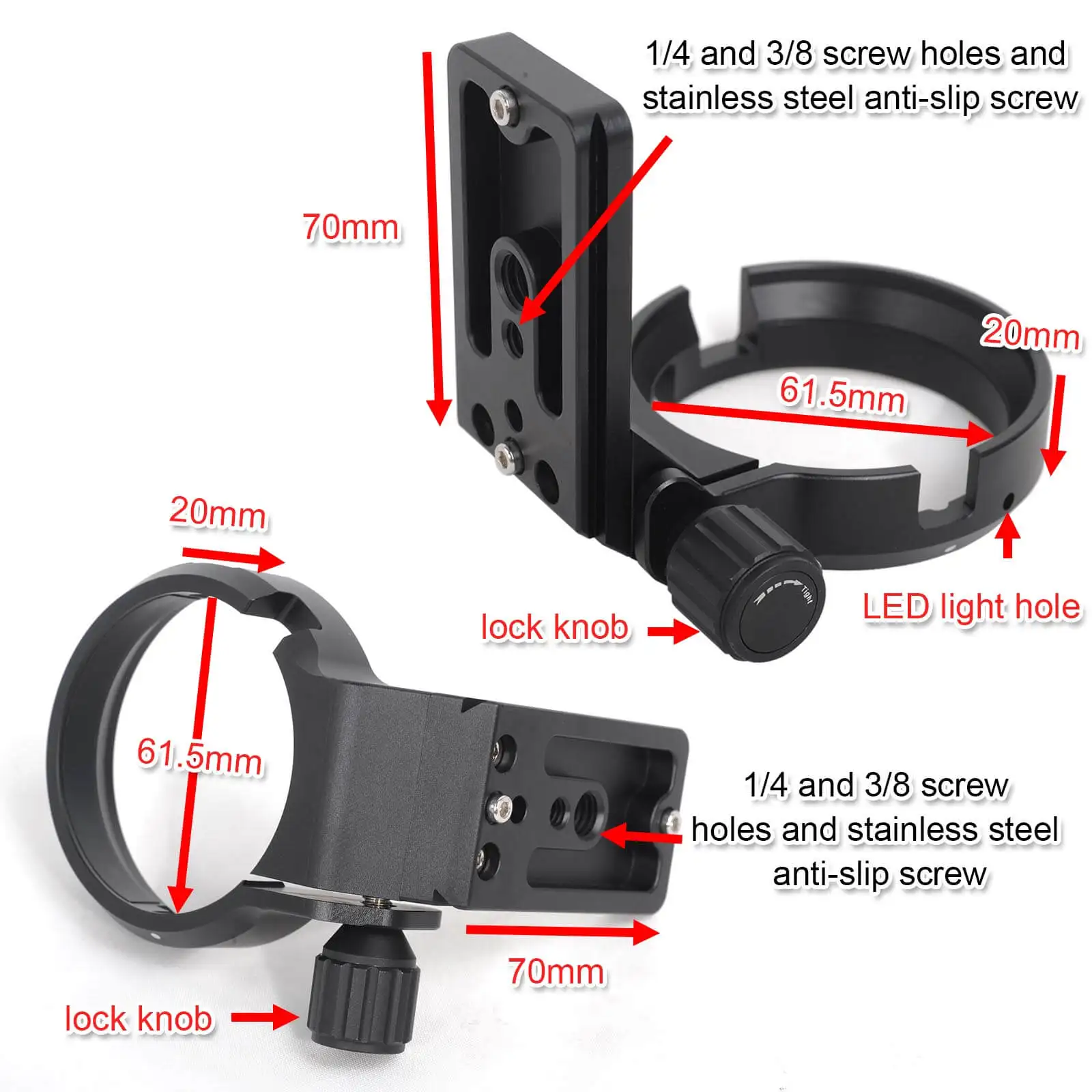 iShoot Tripod Mount Ring Bottom is Arca-Swiss Type Quick Release Plate for Tripod Ball Head CNC Machined Camera 61.5mm Lens Collar for Sigma MC-11 Mount Converter Lens Adapter of Canon EF-E Mount