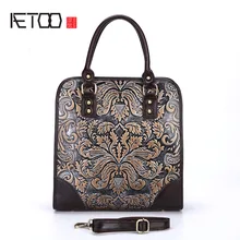AETOO новая кожаная сумка на плечо в стиле ретро, сумка на плечо с цветным тиснением, сумки ручной работы, портативный портфель