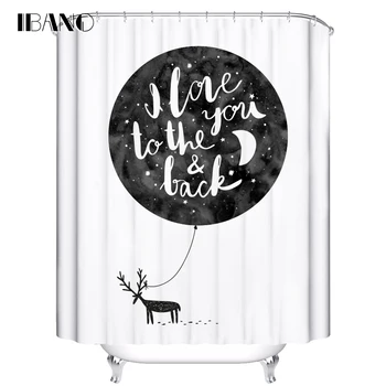 

IBANO Shower Curtain Moon Pattern Customized Bath Curtain Waterproof Polyester Fabric Curtain For The Bathroom With 12pcs Hooks