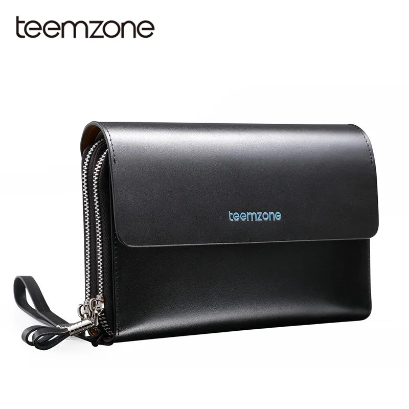 

Teemzone Genuine Leather Men's Tote Bags Male Clutch Bags Hand Ring Anti-theft Mini Handbag Men's Casual Luxury Tote Purse S3348
