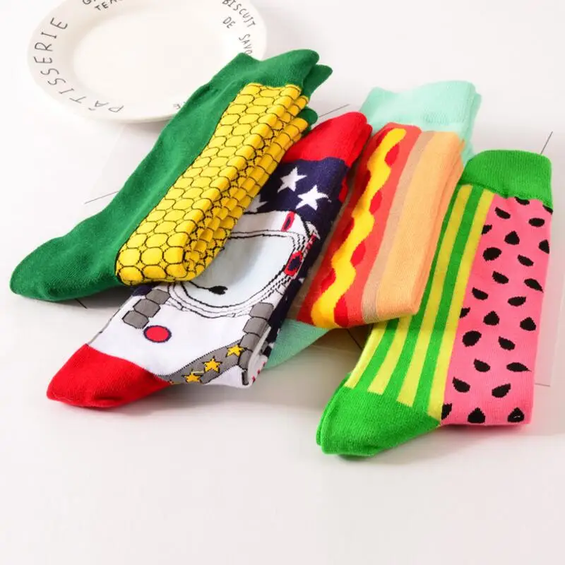 Image High Cotton Men s Socks Funny Crazy Colorful Crew Novelty Socks Patterned Casual Sox Dress Socks skateboard Long Socks Stockings