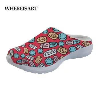 

WHEREISART Sandals Women Summer 2019 Fashion Cartoon Pharmacy Pattern Casual Women's Home Sandals Slippers Woman Water Shoes