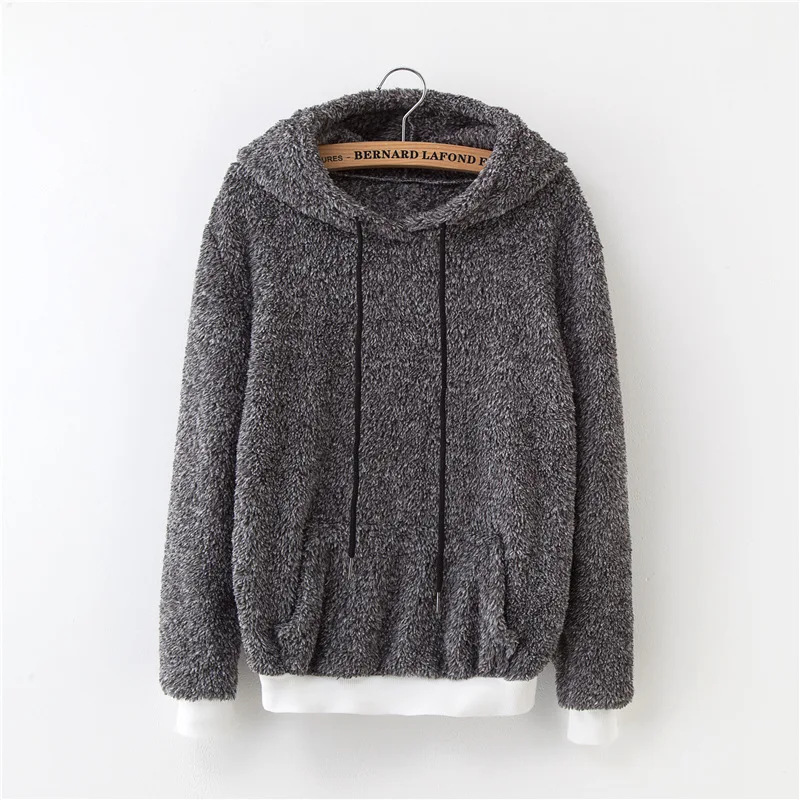 

Loose autumn and winter women's sweatshirt solid color long-sleeved O-type collar Sudeades Mujer2018 casual BF hooded sweatshirt