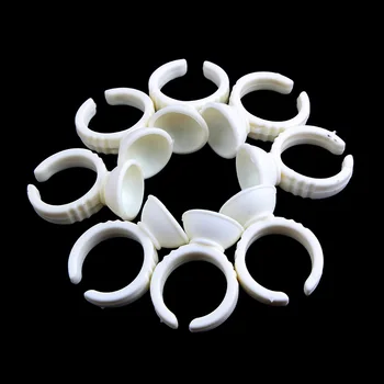 

100pcs Small White Plastic Disposable Permanent Makeup Eyebrow Lip Tattoo Pigment Container Ring Ink Cup for Tattoo Supplies
