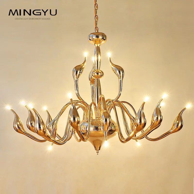 

Art Deco European LED Golden Swan Chandeliers Ceiling Candle Crystal Bedroom Living Room Modern G4 24 Lighting Free Shipping